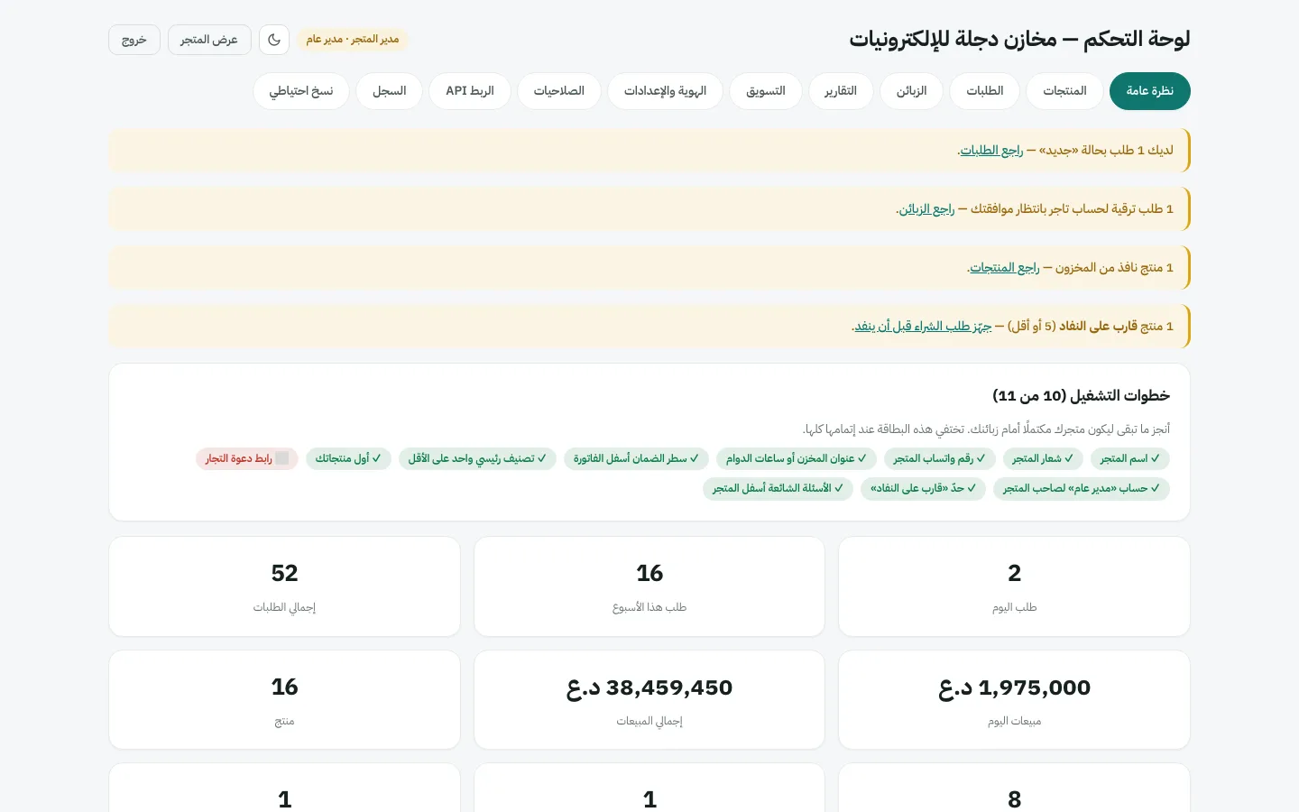 نظرة عامة: أرقام اليوم والأسبوع
