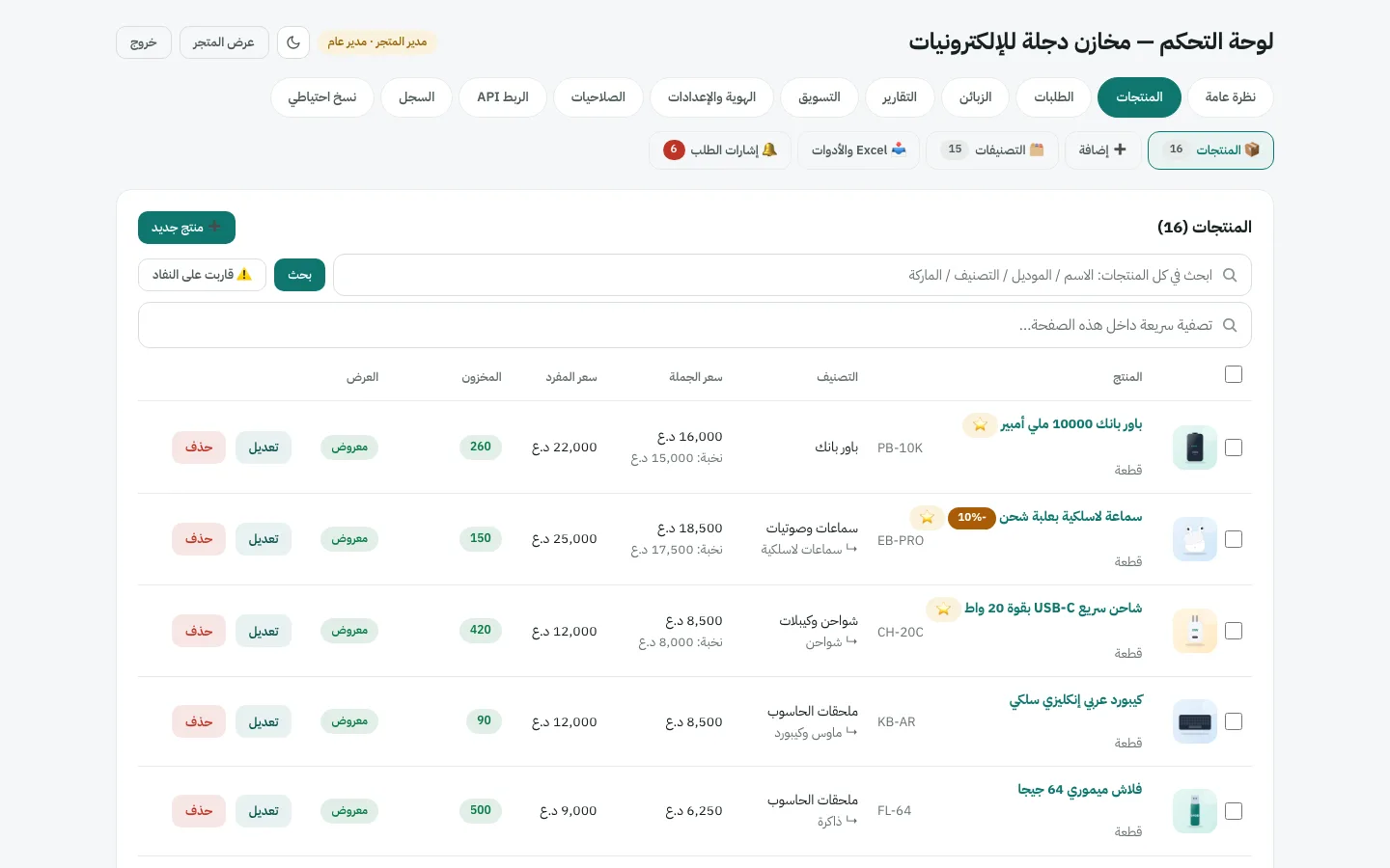 المنتجات والأسعار الثلاثة